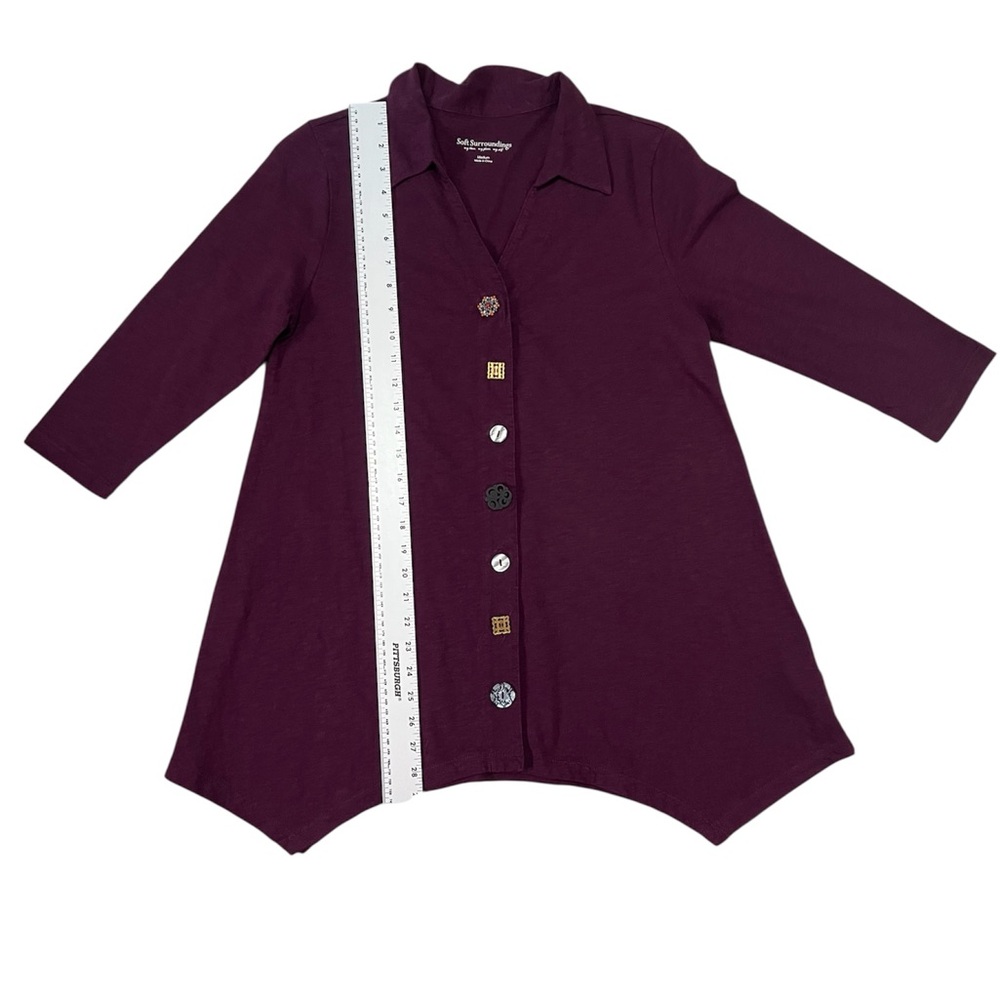 Soft Surroundings Danielle 3/4 Sleeve Tunic Size M Mismatched Button Front Top - Picture 5 of 7